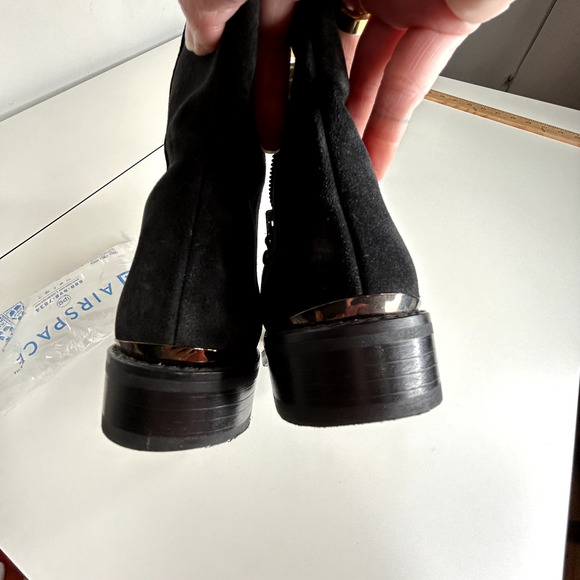 Stuart Weitzman Black Suede Mid-Calf Boots Cheetah Print Round Toe Booties 4 - Picture 14 of 16